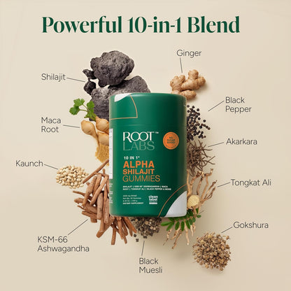 ROOT LABS 10-in-1 Alpha Shilajit Gummies